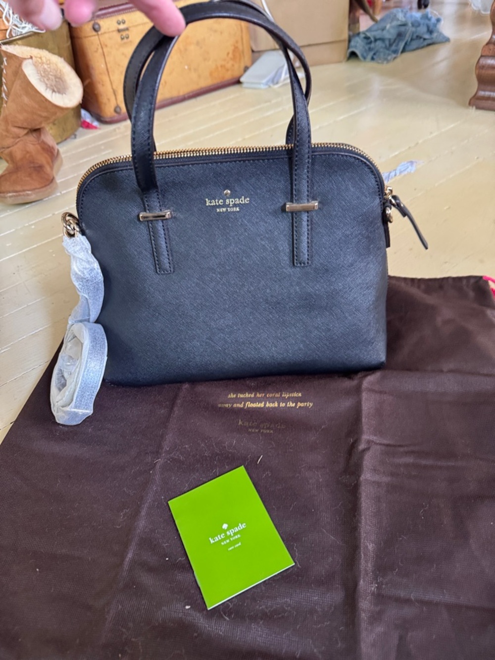 kate spade Black Leather Dome Satchel